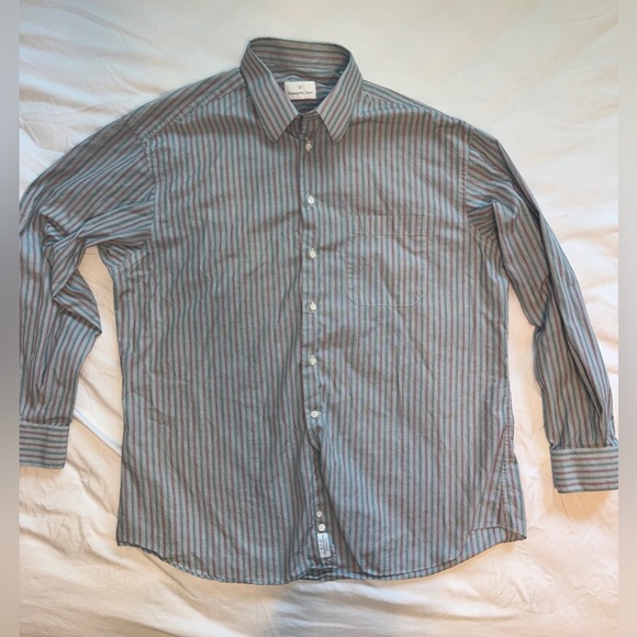 Men's Ermenegildo Zegna Striped Button-Down Dress Shirt Size 17 1/2 | 44 - Picture 1 of 6
